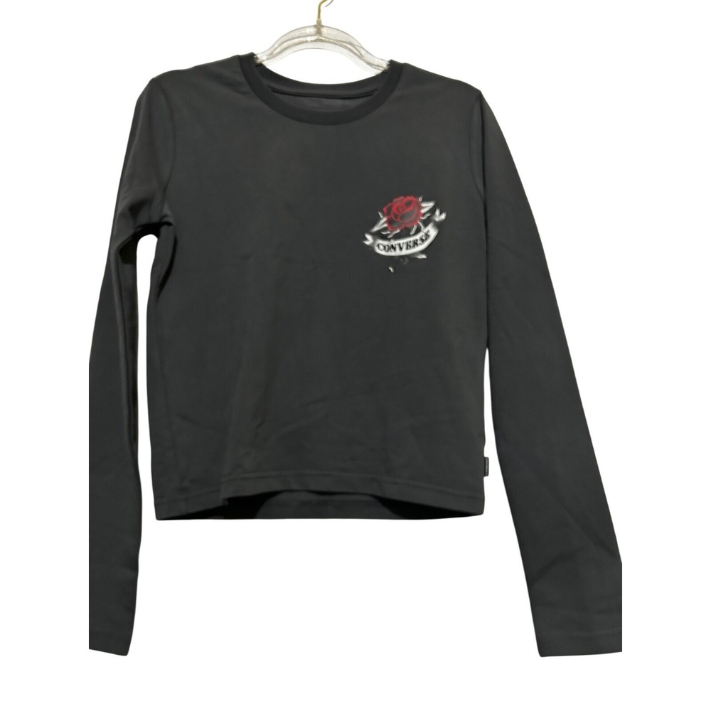 Converse Women's T-Shirt Black Rose Tattoo Classic Casual‎ Medium